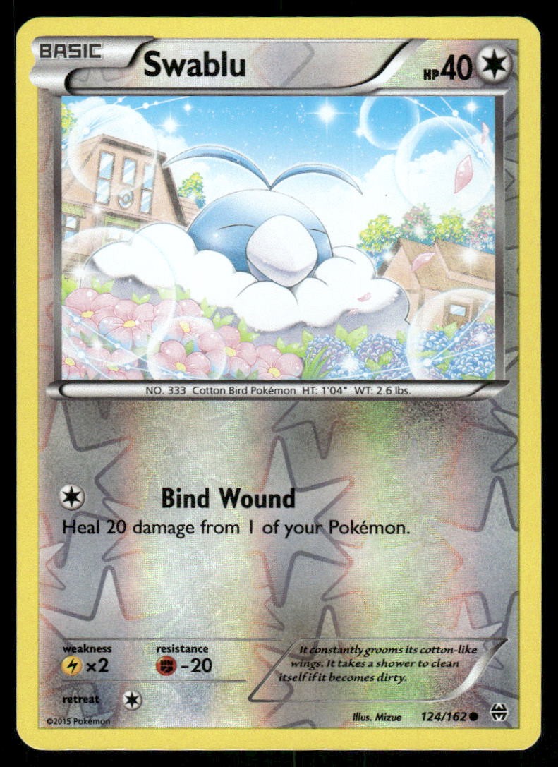 Pokemon Cards Swablu 124/162 Reverse Holo BREAKthrough XY NM0