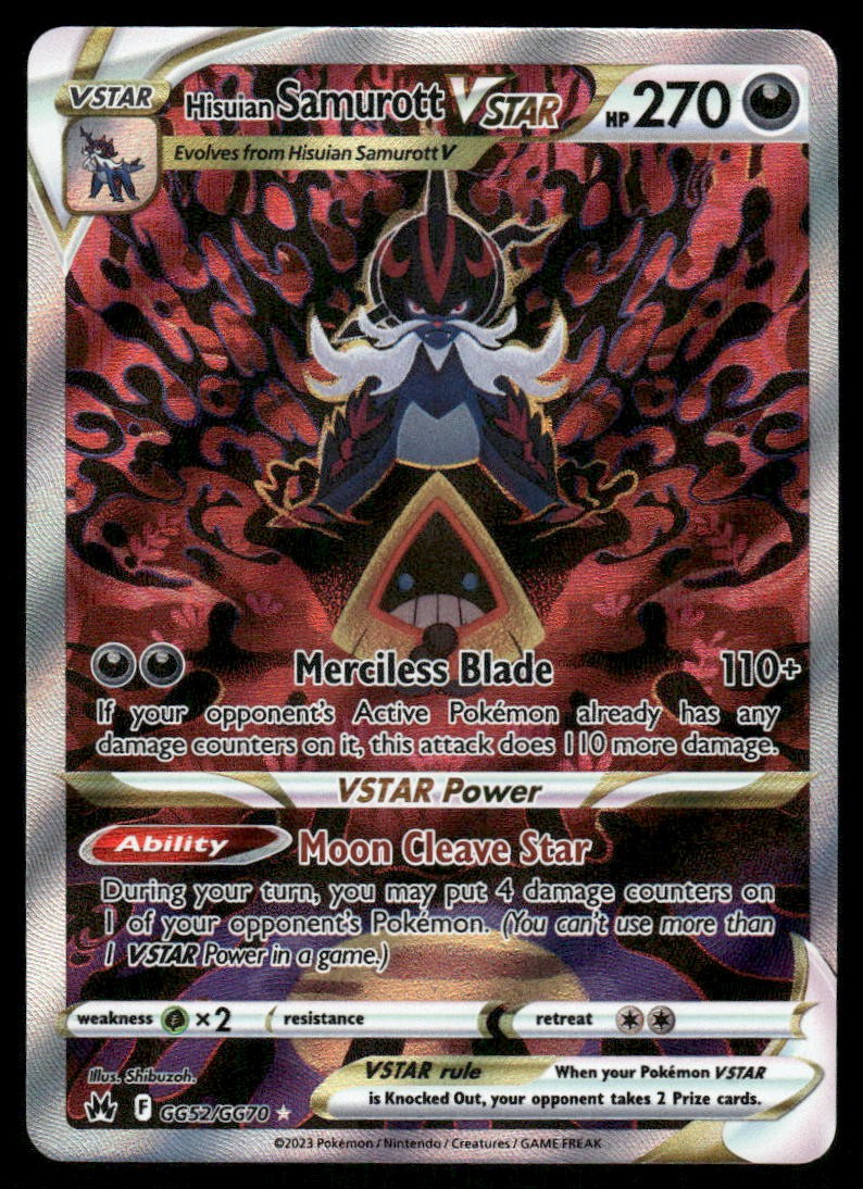 Pokemon Cards Hisuian Samurott VSTAR GG52/GG70 Crown Zenith Galarian Gallery NM0