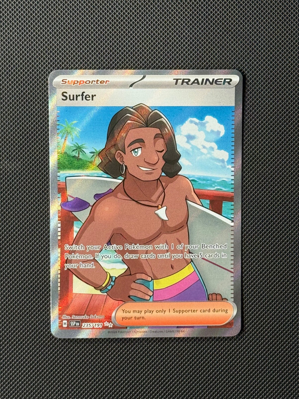 Surfer 235/191 Pokémon Card Sv08: Surging Sparks Holo NM0