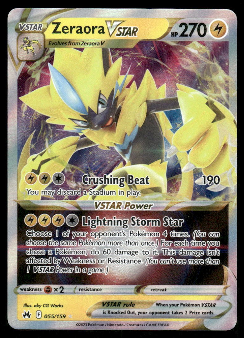 Pokemon Cards Zeraora VSTAR 055/159 Crown Zenith Holo Rare VSTAR NM *20