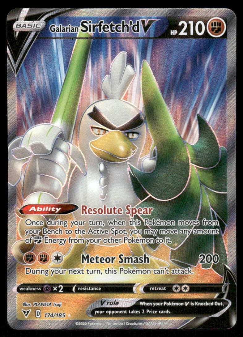 Pokemon Cards Galarian Sirfetch'd V 174/185 Vivid Voltage Rare Ultra NM0