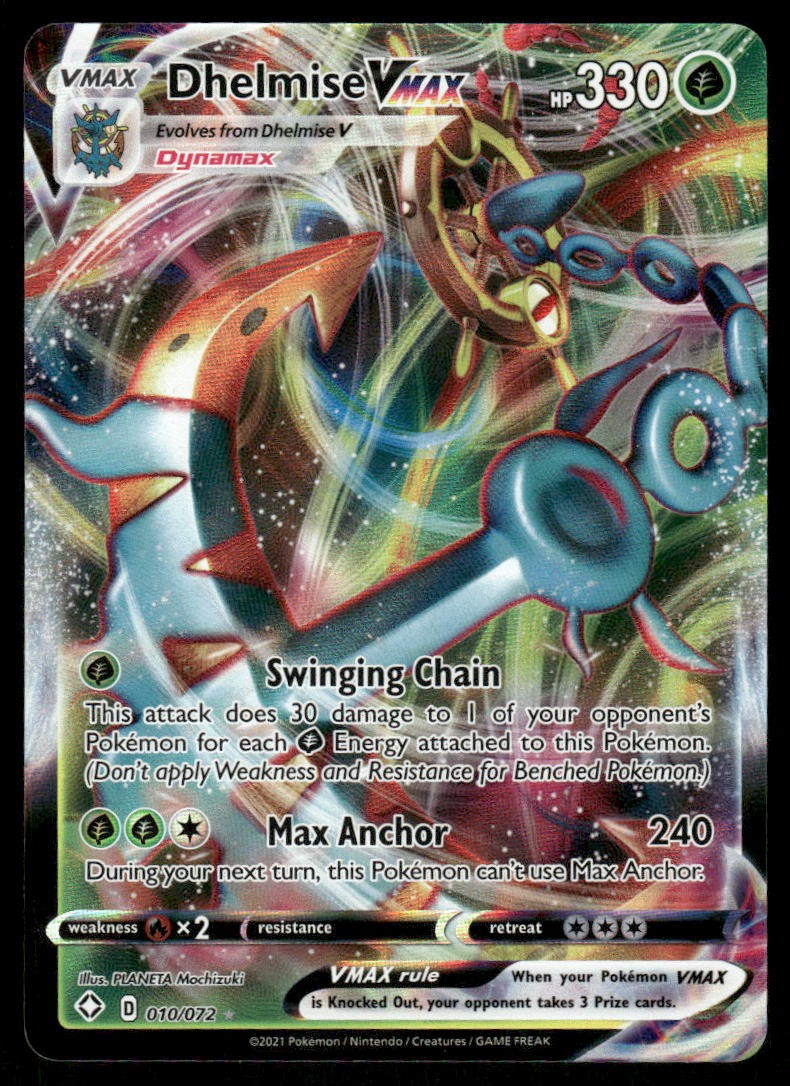 Pokemon Cards Dhelmise VMAX 010/072 Shining Fates Holo Rare VMAX NM0