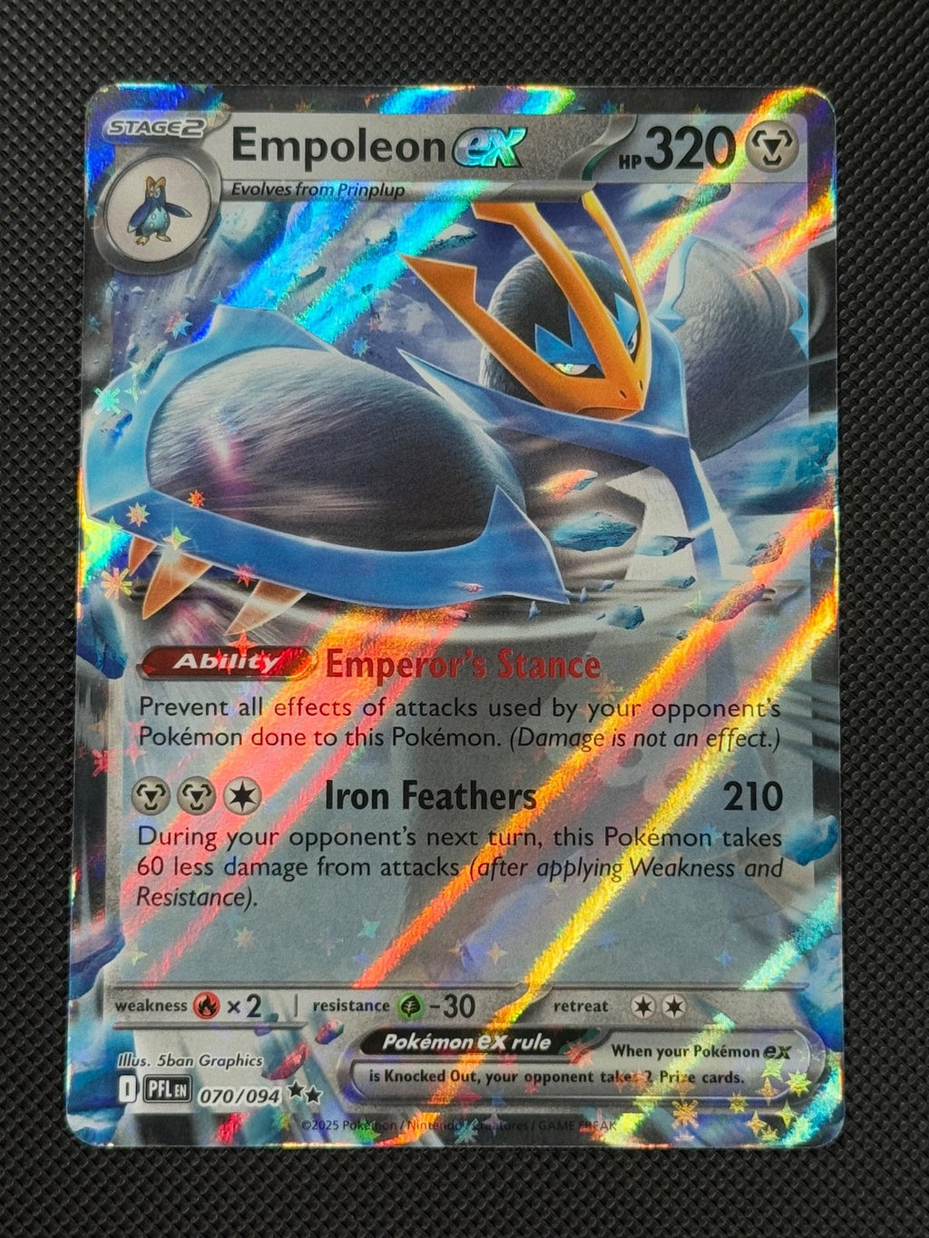 Empoleon ex 070/094 Pokémon Card Mega Phantasmal Flames Holo Rare *30