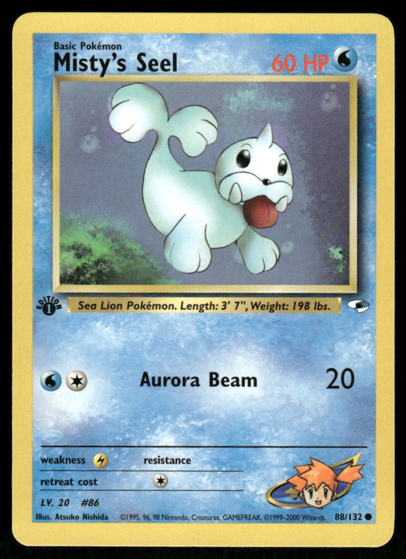 Pokemon Cards Misty's Seel 88/132 1ST EDITION Gym Heroes WOTC Common NM0