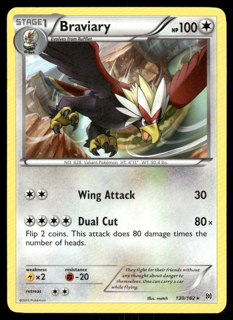 Pokemon Cards Braviary 130/162 BREAKthrough XY Rare NM0