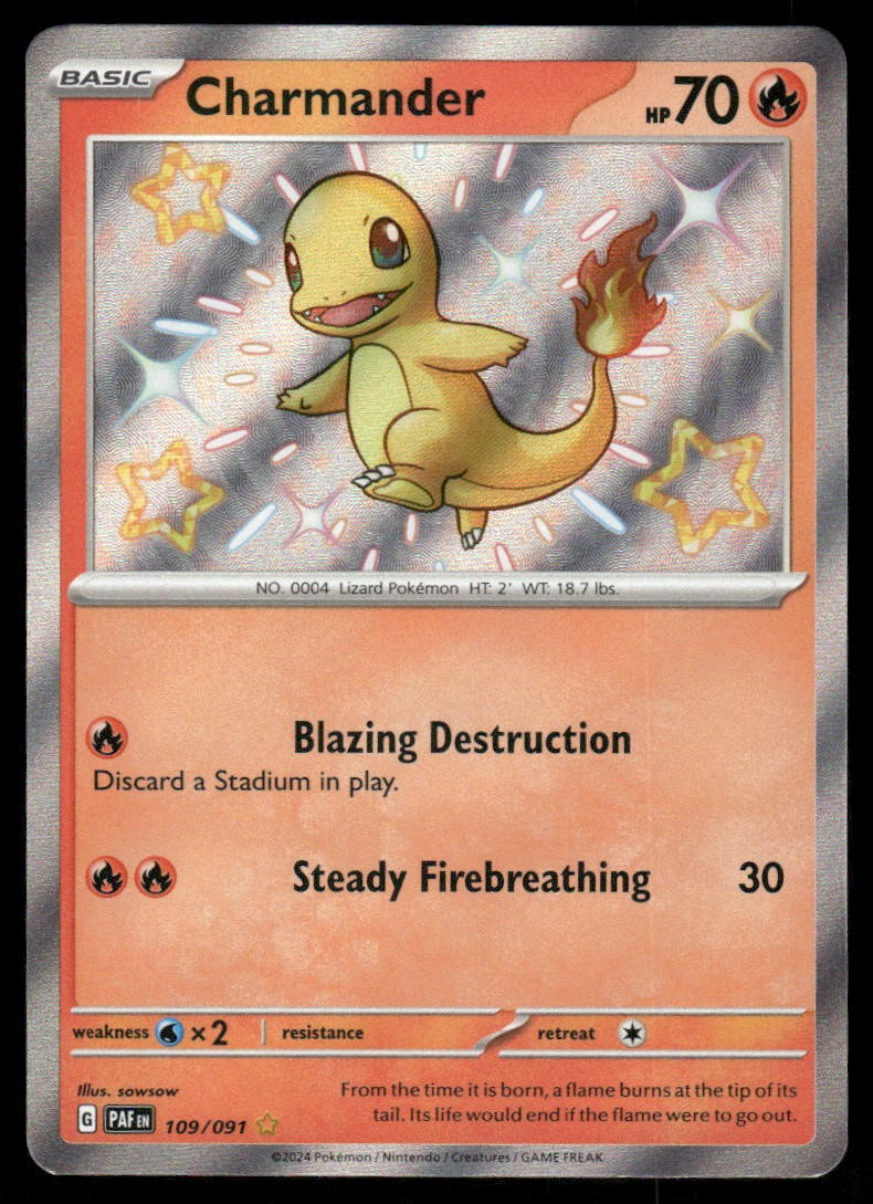 Pokemon Cards Charmander 109/091 Paldean Fates Shiny Rare NM0