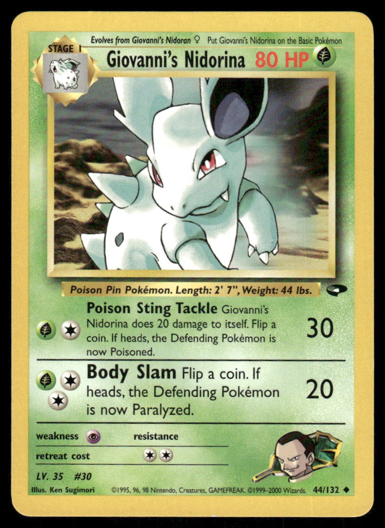 Pokemon Cards Giovanni's Nidorina 44/132 UNLIMITED Gym Challenge Uncommon NM0
