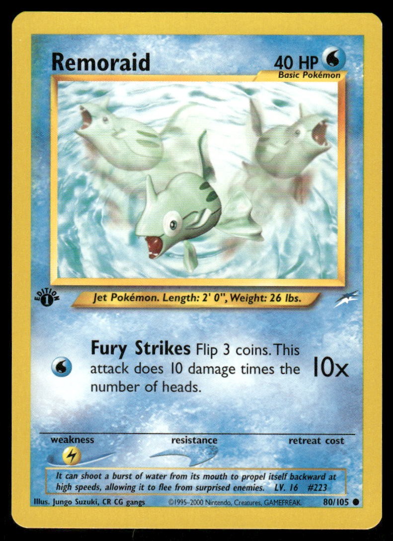 Pokemon Cards Remoraid 80/105 1ST EDITION Neo Destiny WOTC WOTC Common NM0