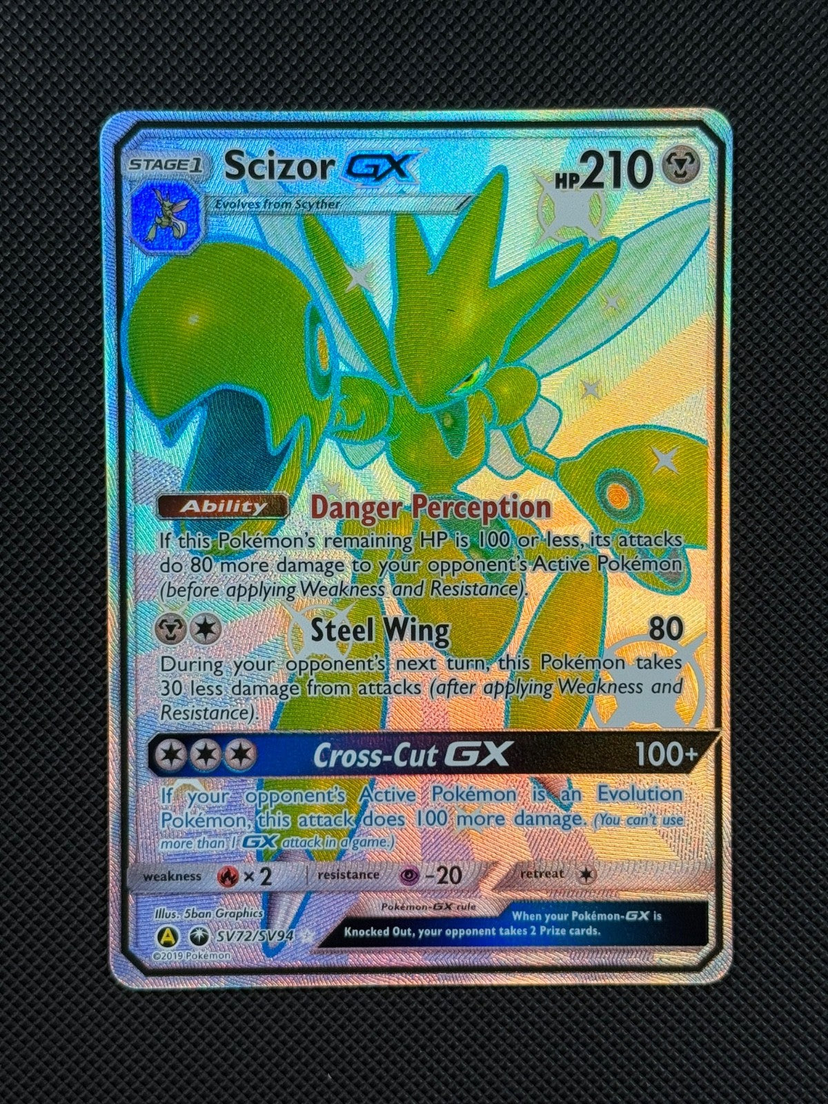 Pokémon Card Scizor GX SV72/SV94 Hidden Fates Sun & Moon Shiny Vault Full Art *21
