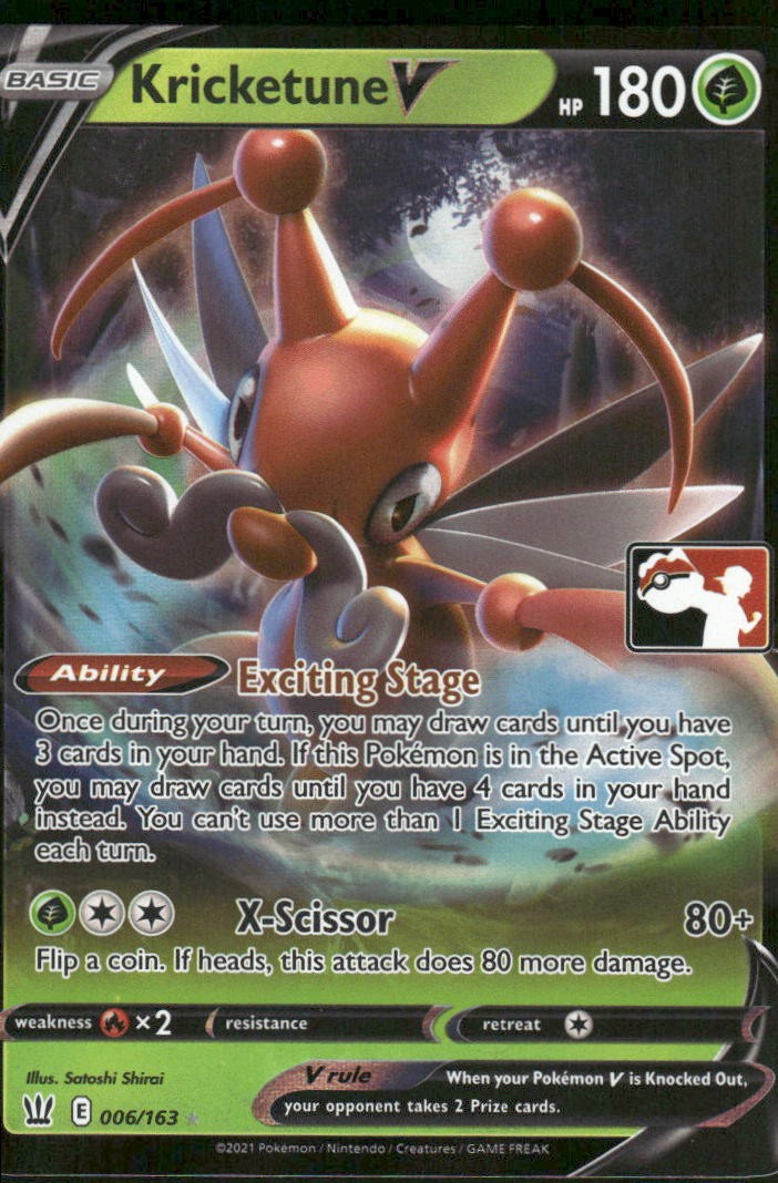 Pokemon Cards Kricketune V Prize Pack 006/163 Battle Styles Holo Rare V NM0