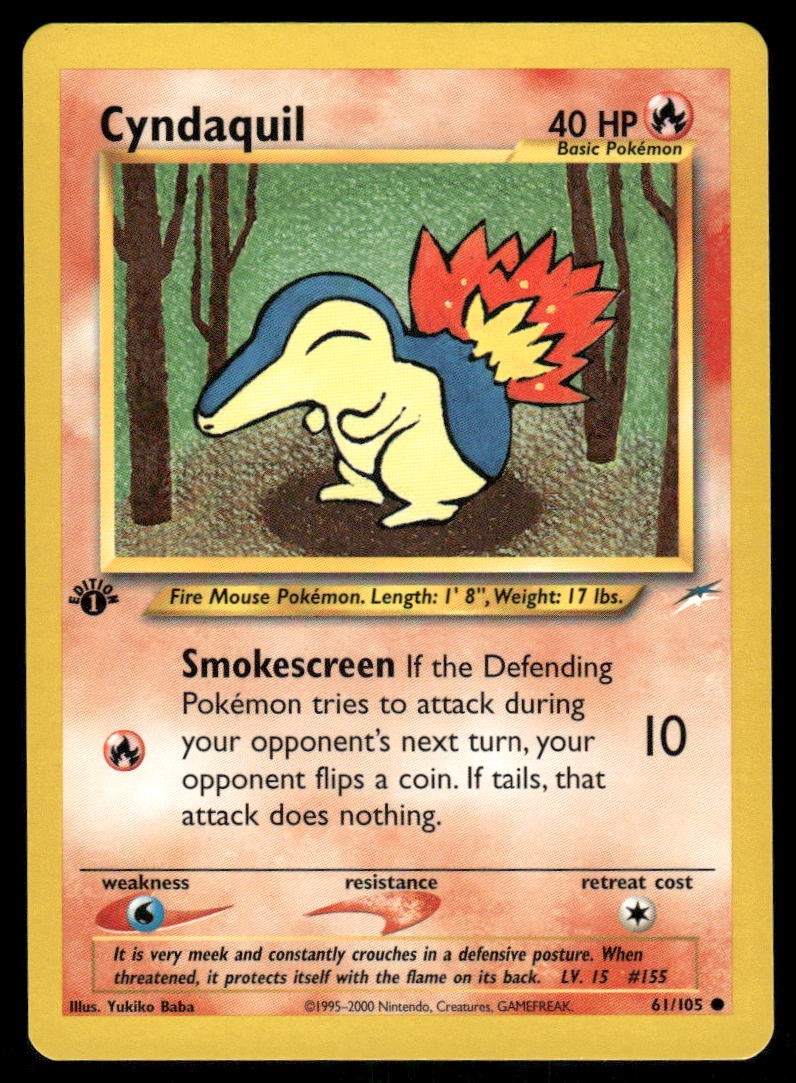 Pokemon Cards Cyndaquil 61/105 1ST EDITION Neo Destiny Common NM0
