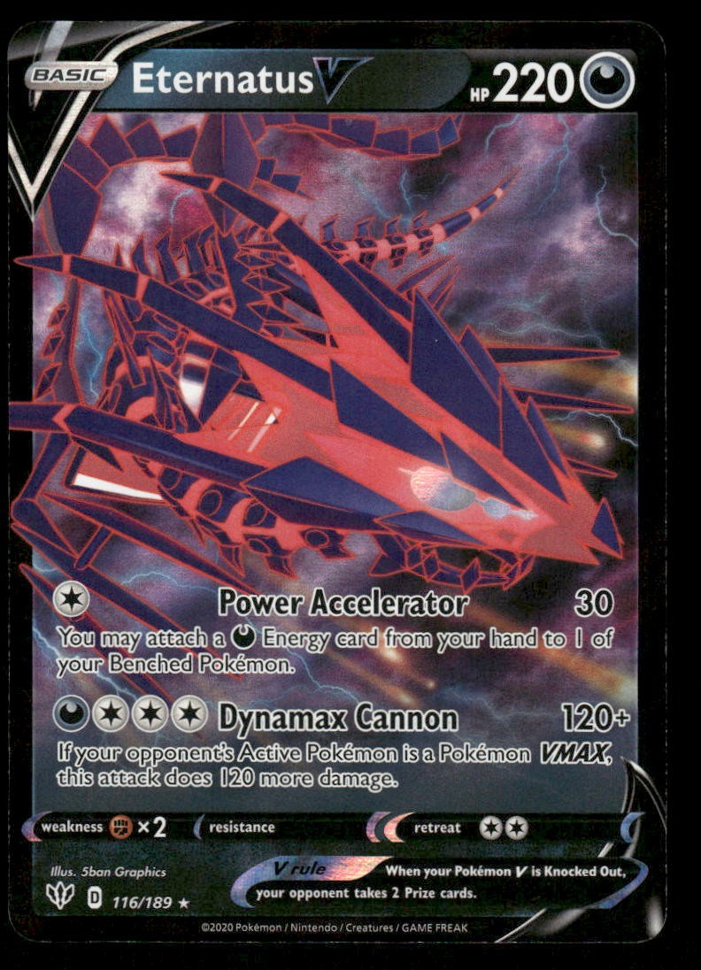Pokemon Cards Eternatus V 116/189 Darkness Ablaze Holo Rare V NM0