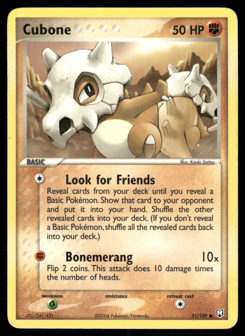 Pokemon Cards Cubone 51/109 Team Rocket Returns Common MP0