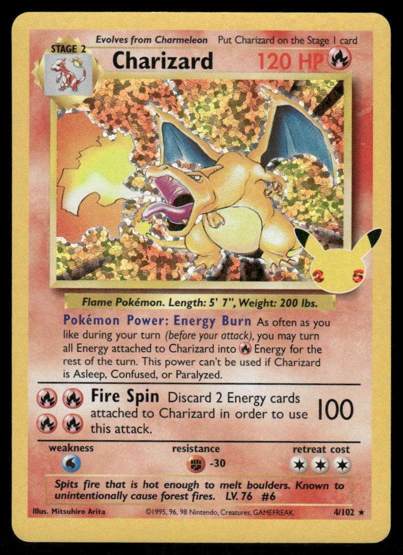 Pokemon Cards Charizard 4/102 Celebrations: Classic Collection NM0