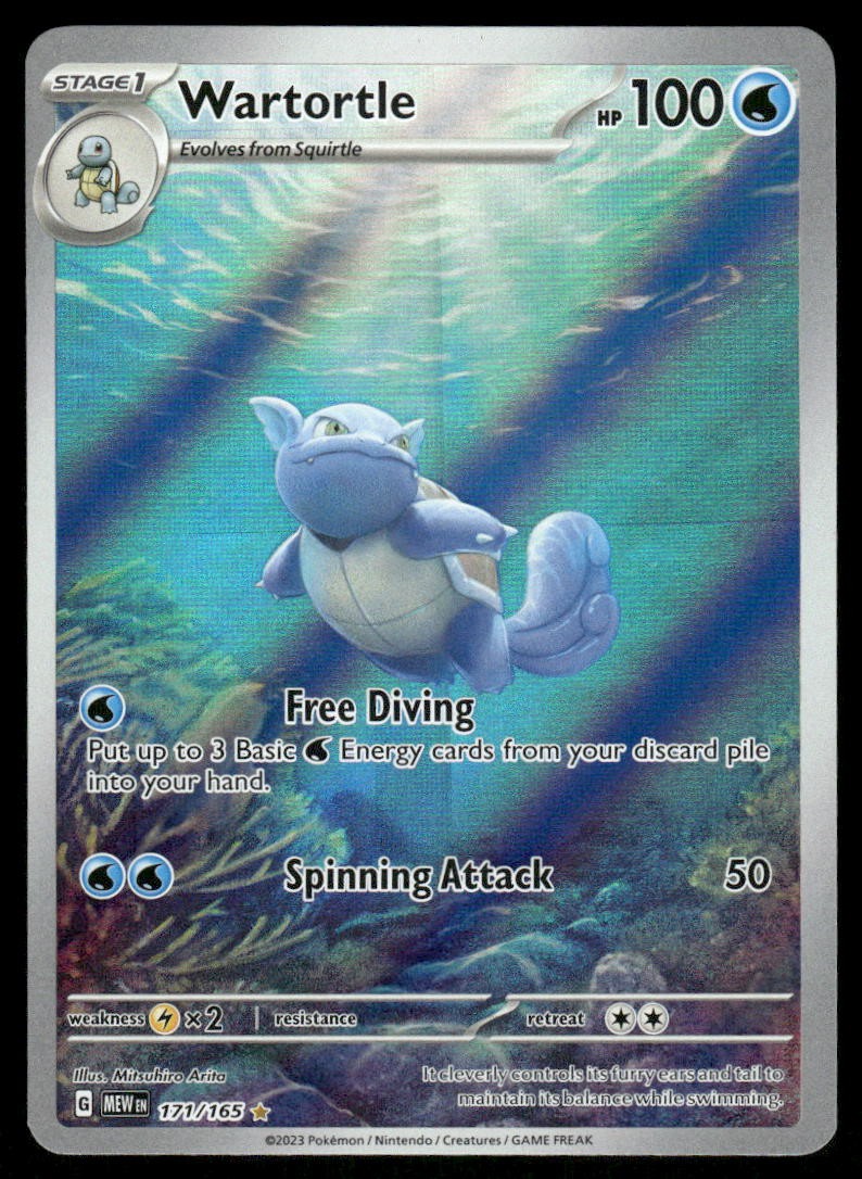 Pokemon Cards Wartortle 171/165 151 Illustration Rare NM *30