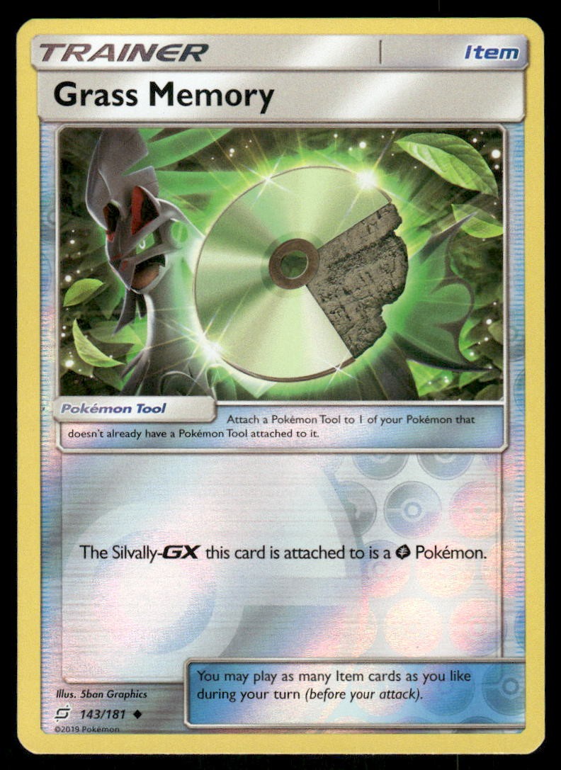 Pokemon Cards Grass Memory 143/181 Reverse Holo Team Up Sun & Moon NM0