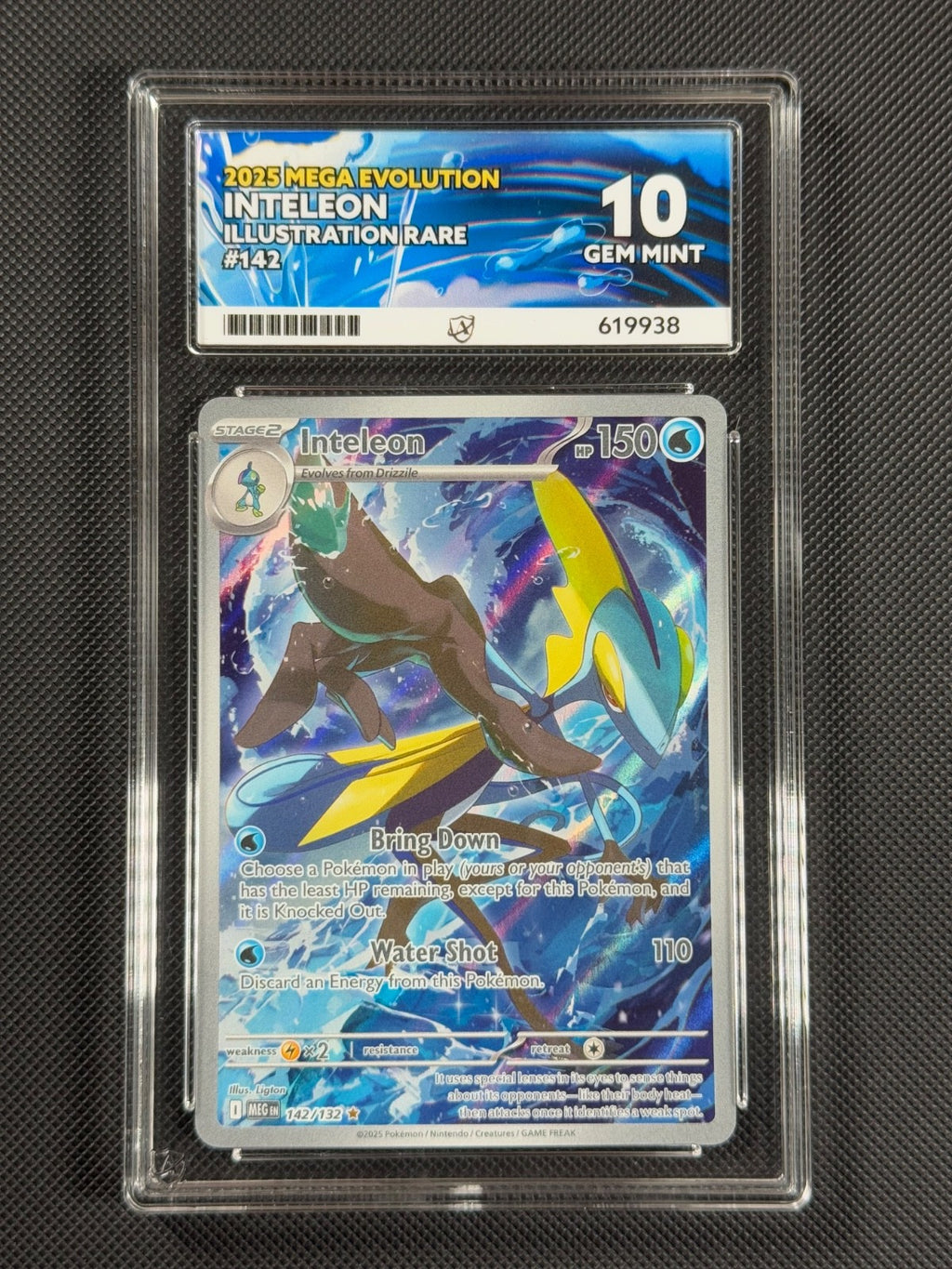 ACE 10 Inteleon 142/132 IR Pokémon Card Me01: Mega Evolution Holo GEM MINT0