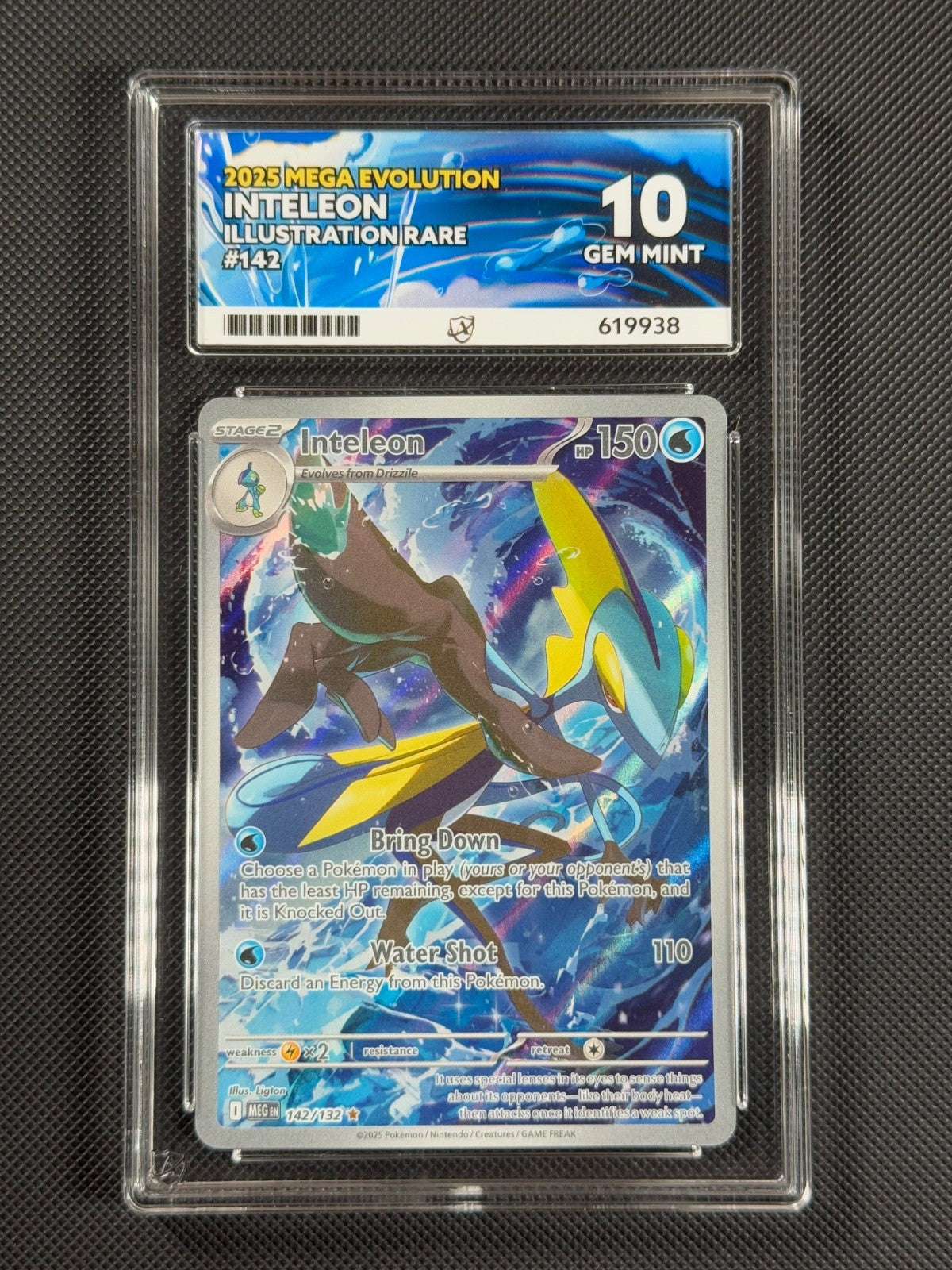 ACE 10 Inteleon 142/132 IR Pokémon Card Me01: Mega Evolution Holo GEM MINT0