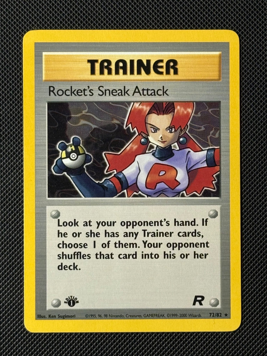 Rocket's Sneak Attack 72/82 1st Edition Pokémon Card Team Rocket WOTC Rare0