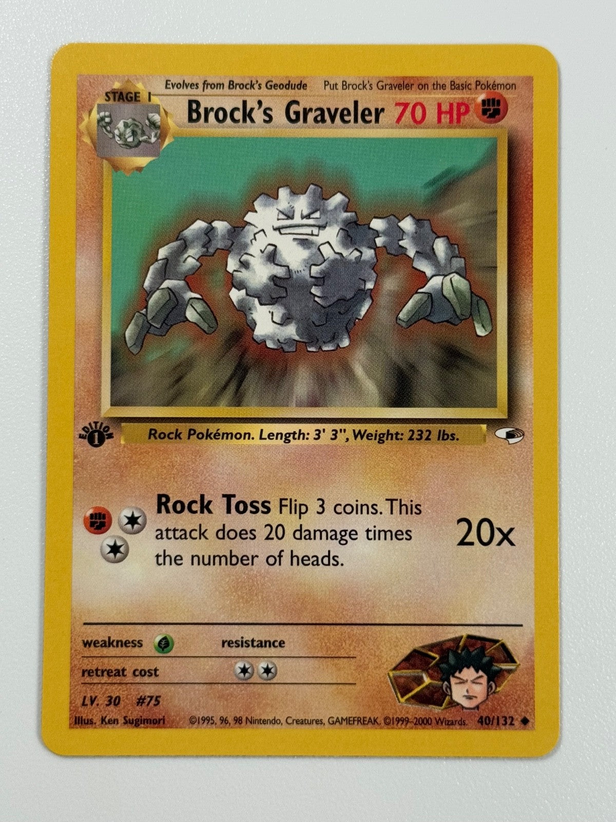 Pokémon Cards Brock's Graveler 40/132 1ST EDITION Gym Heroes WOTC Uncommon0