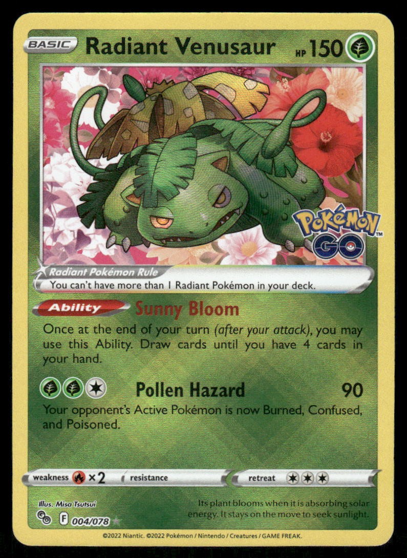 Pokemon Cards Radiant Venusaur 004/078 Pokemon GO Radiant Rare NM0