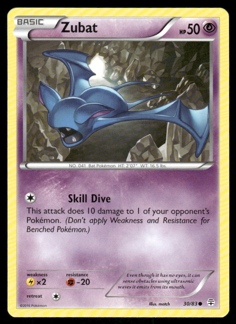 Pokemon Cards Zubat 30/83 Generations Common NM0