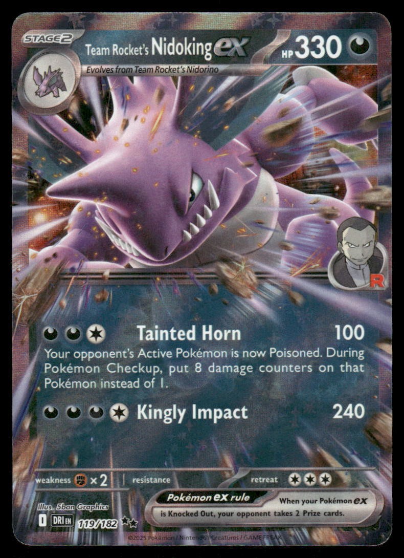 Pokemon Cards Team Rocket's Nidoking ex 119/182 Destined Rivals Double Rare NM0