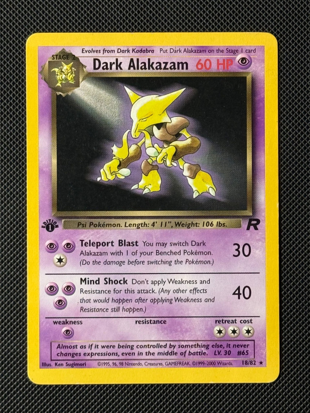 Dark Alakazam 18/82 1st Edition Pokémon Card Team Rocket 1st Ed WOTC Rare0