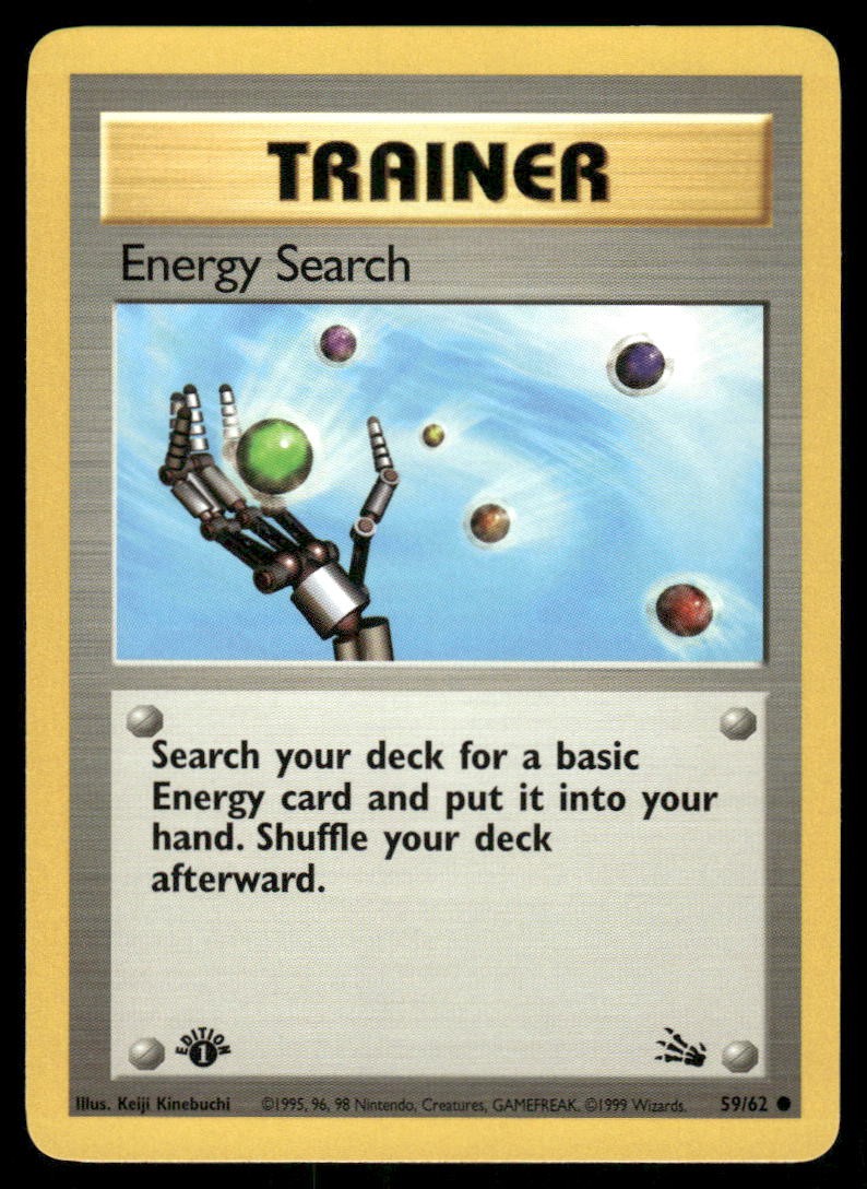 Pokemon Cards Energy Search 59/62 1ST EDITION Fossil WOTC Common NM0