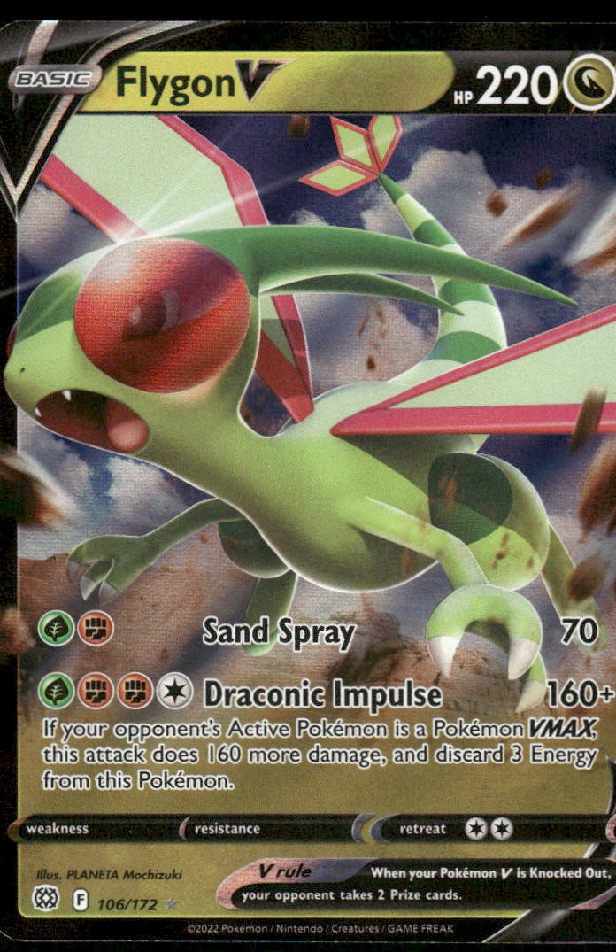 Pokemon Cards Flygon V 106/172 Brilliant Stars Holo Rare V NM *20