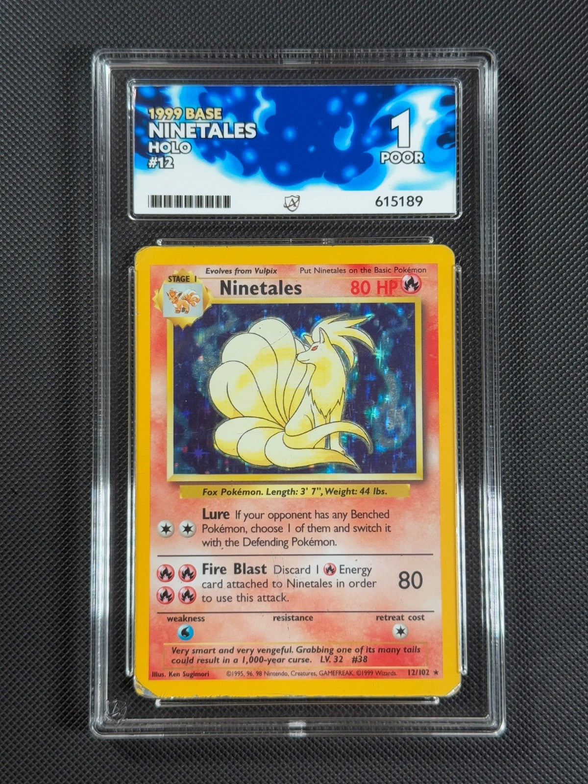 ACE 1 Ninetales 12/102 Pokémon Card WOTC Base Set Holo Rare0