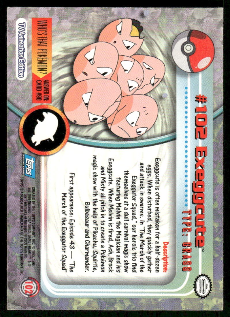 Pokemon Cards Exeggcute #102 Topps Trading Cards HOLO Series 2 LP *11