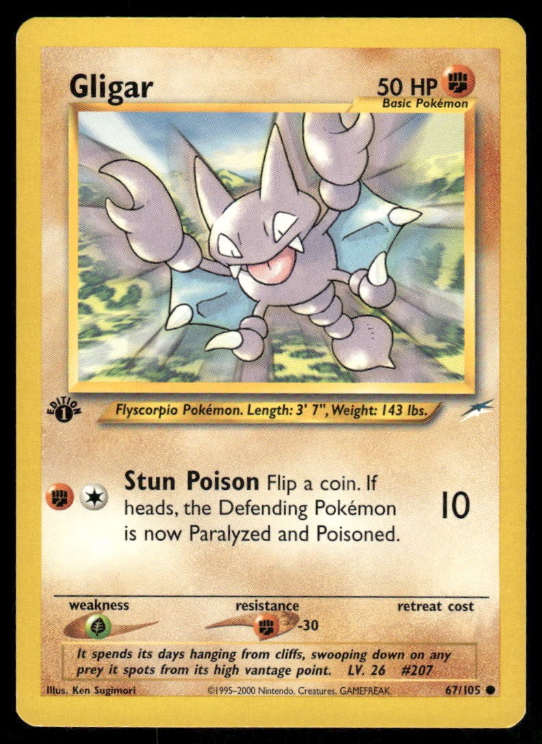 Pokemon Cards Gligar 67/105 1st Edition Neo Destiny WOTC Common LP *30