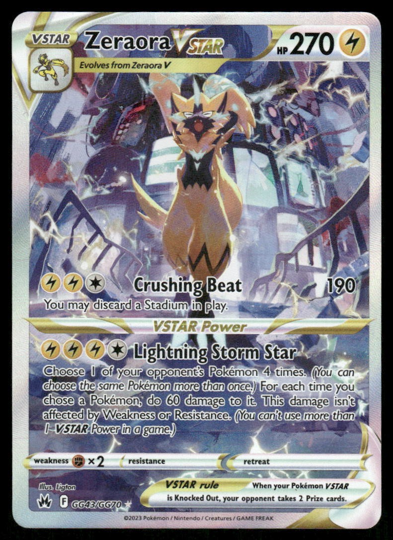 Pokemon Cards Zeraora VSTAR GG43/GG70 Crown Zenith Galarian Gallery Holo NM *40