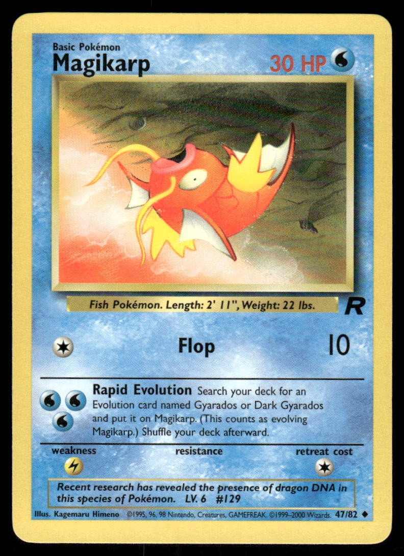 Pokemon Cards Magikarp 47/82 UNLIMITED Team Rocket WOTC Uncommon NM0