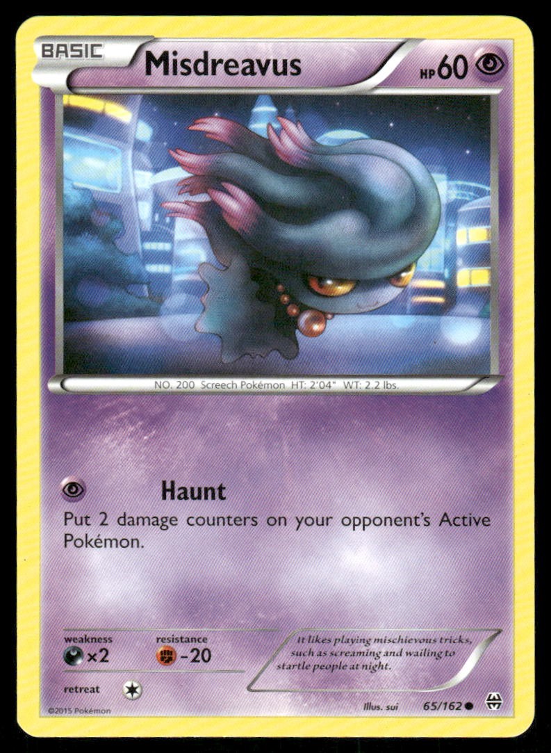 Pokemon Cards Misdreavus 65/162 BREAKthrough XY Common NM0