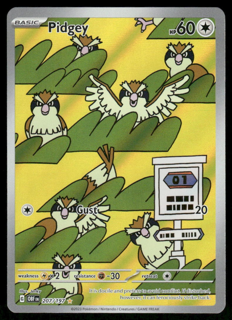 Pokemon Cards Pidgey 207/197 Obsidian Flames Illustration Rare NM *10