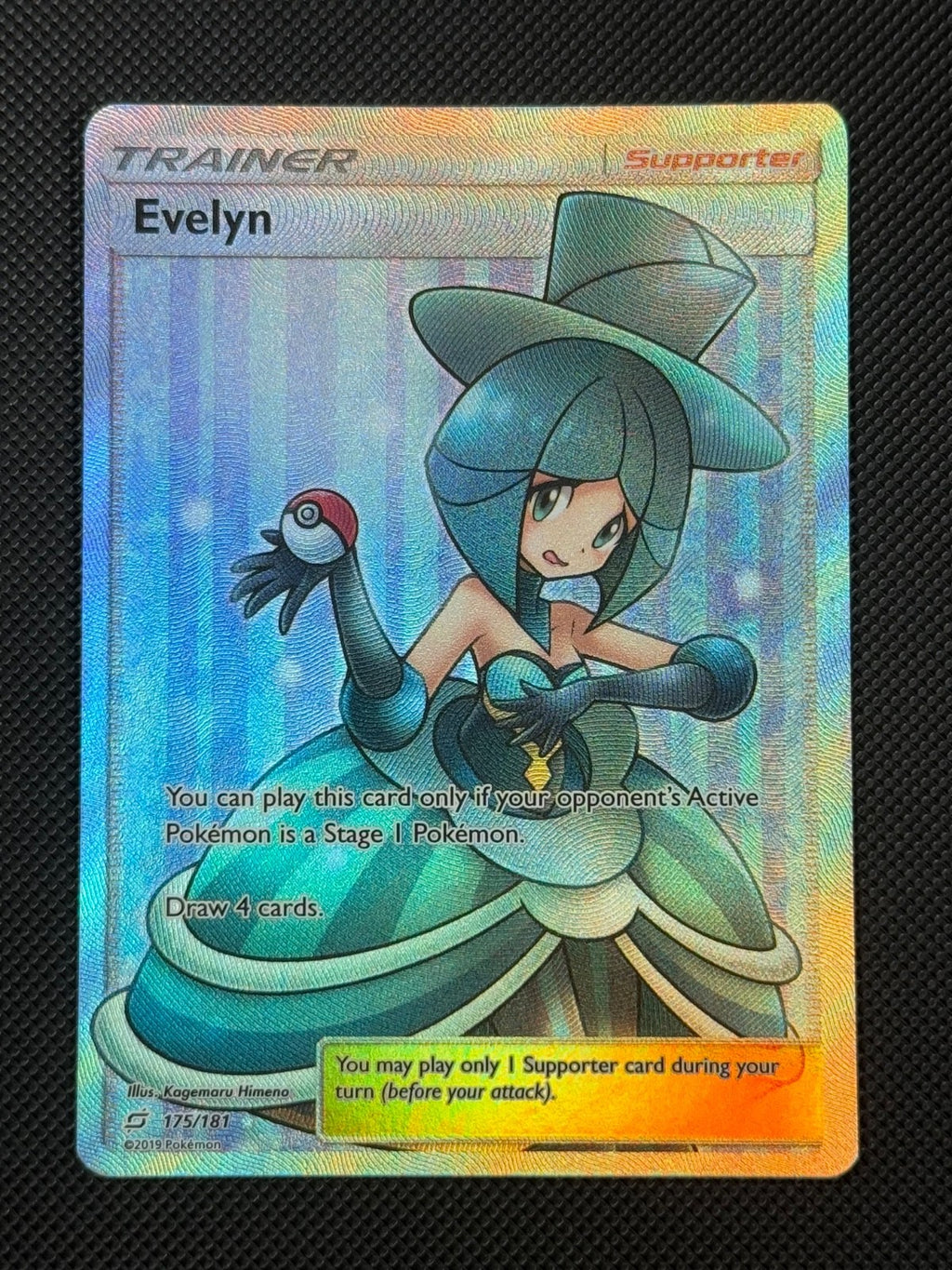 Evelyn 175/181 FULL ART Pokémon Card Sun & Moon Team Up Holo Ultra Rare0
