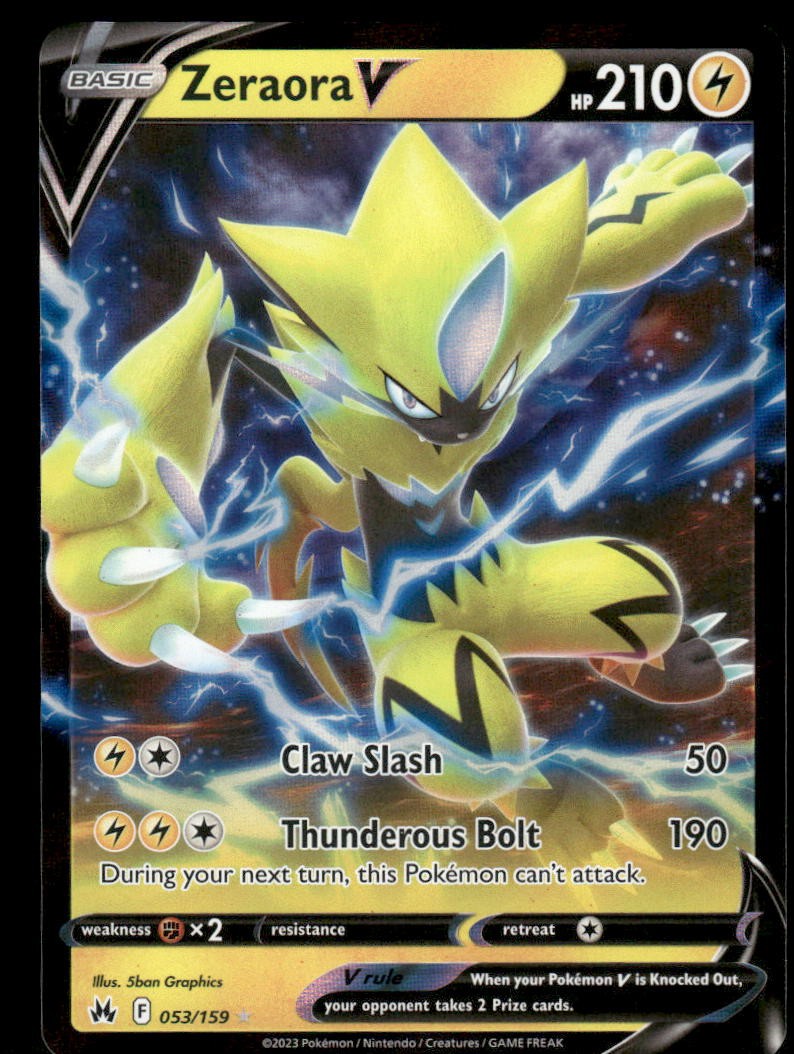 Pokemon Cards Zeraora V 053/159 Crown Zenith Holo Rare V NM0
