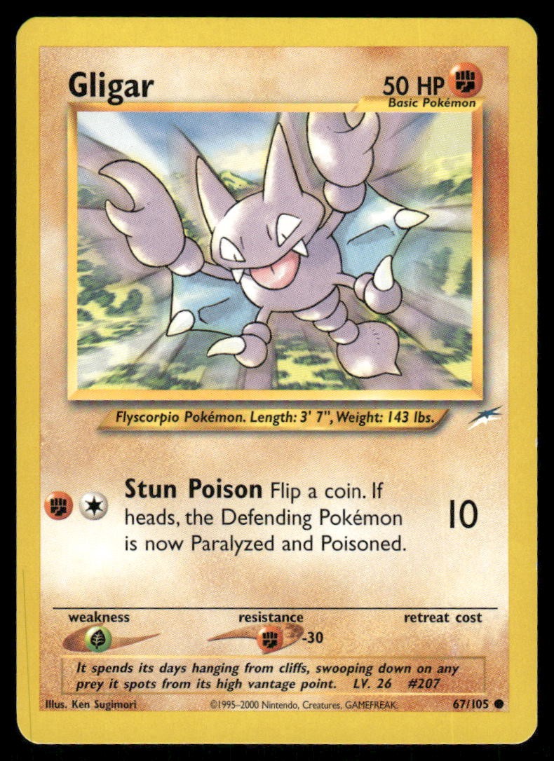 Pokemon Cards Gligar 67/105 UNLIMITED Neo Destiny WOTC Common NM0
