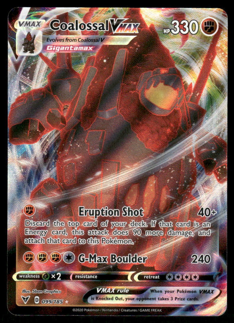 Pokemon Cards Coalossal VMAX 099/185 Vivid Voltage Holo Rare VMAX NM *20