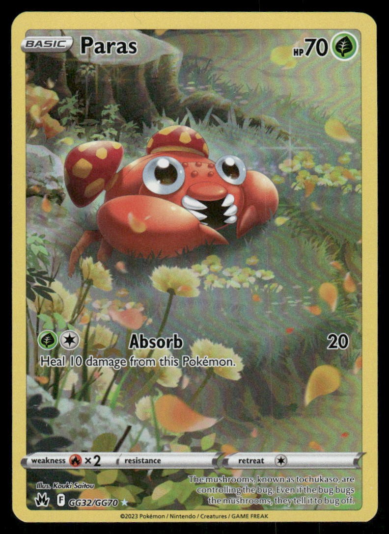 Pokemon Cards Paras GG32/GG70 Crown Zenith Galarian Gallery Holo NM0