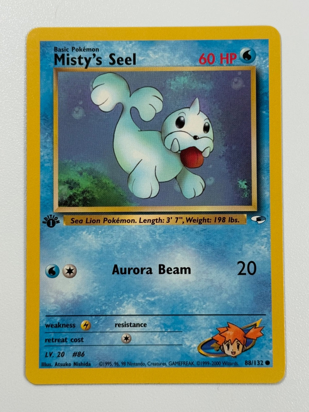 Pokémon Cards Misty's Seel 88/132 1ST EDITION Gym Heroes WOTC Common0