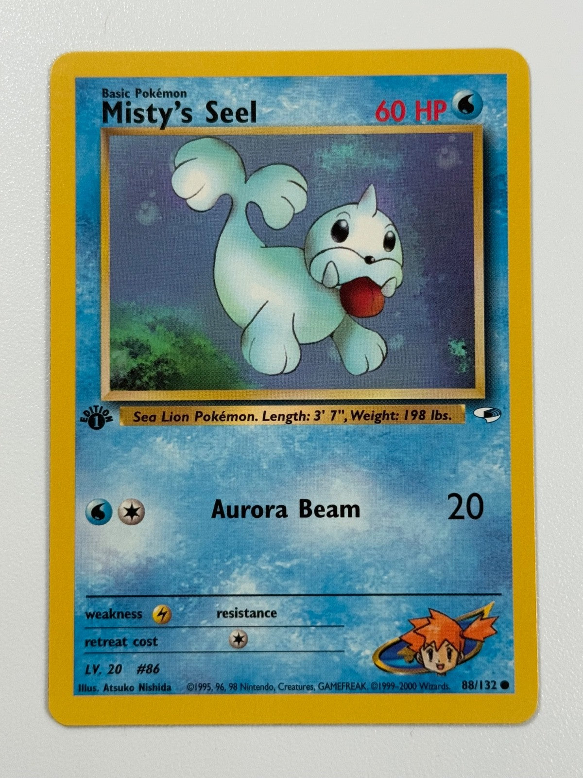Pokémon Cards Misty's Seel 88/132 1ST EDITION Gym Heroes WOTC Common0