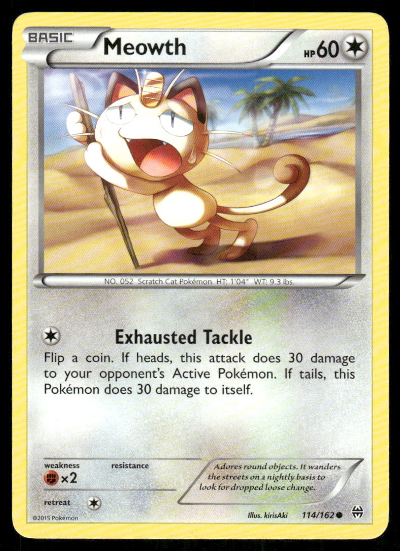 Pokemon Cards Meowth 114/162 BREAKthrough XY Common NM0