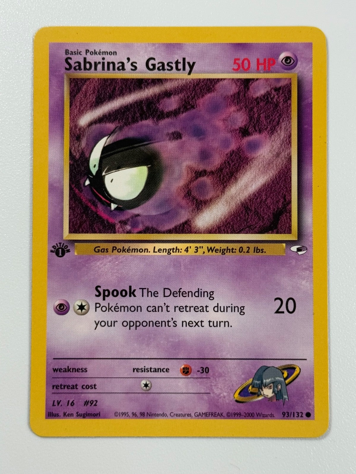 Pokémon Cards Sabrina's Gastly 93/132 1ST EDITION Gym Heroes WOTC Common0