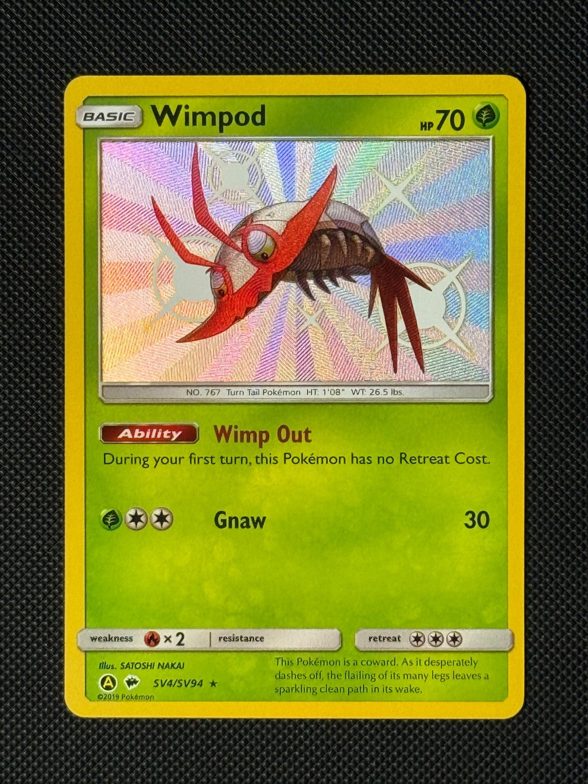 Wimpod SV4/SV94 Holo Pokémon Card Hidden Fates Baby Shiny 0