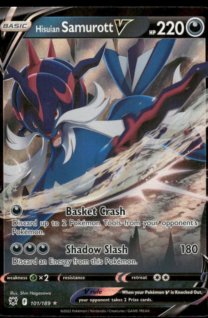 Pokemon Cards Hisuian Samurott V 101/189 Astral Radiance Holo Rare V NM0