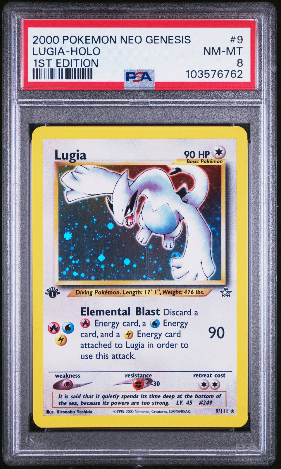 Pokemon Card Lugia Holo 9/111 PSA 8 Neo Genesis 1st Edition0