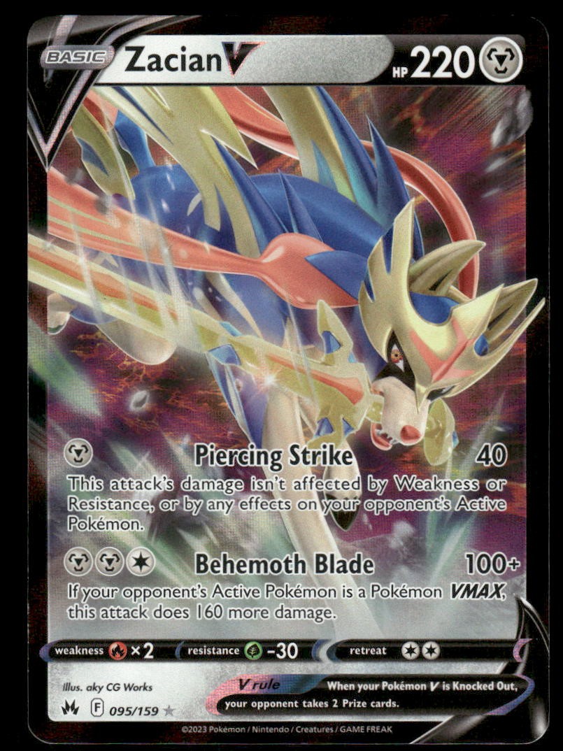 Pokemon Cards Zacian V 095/159 Crown Zenith Holo Rare V NM0
